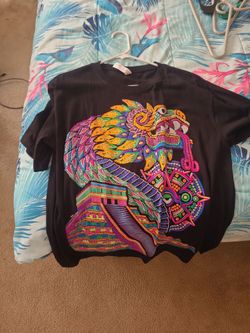 Black Graphic T-Shirt Aztec Embroidery Design