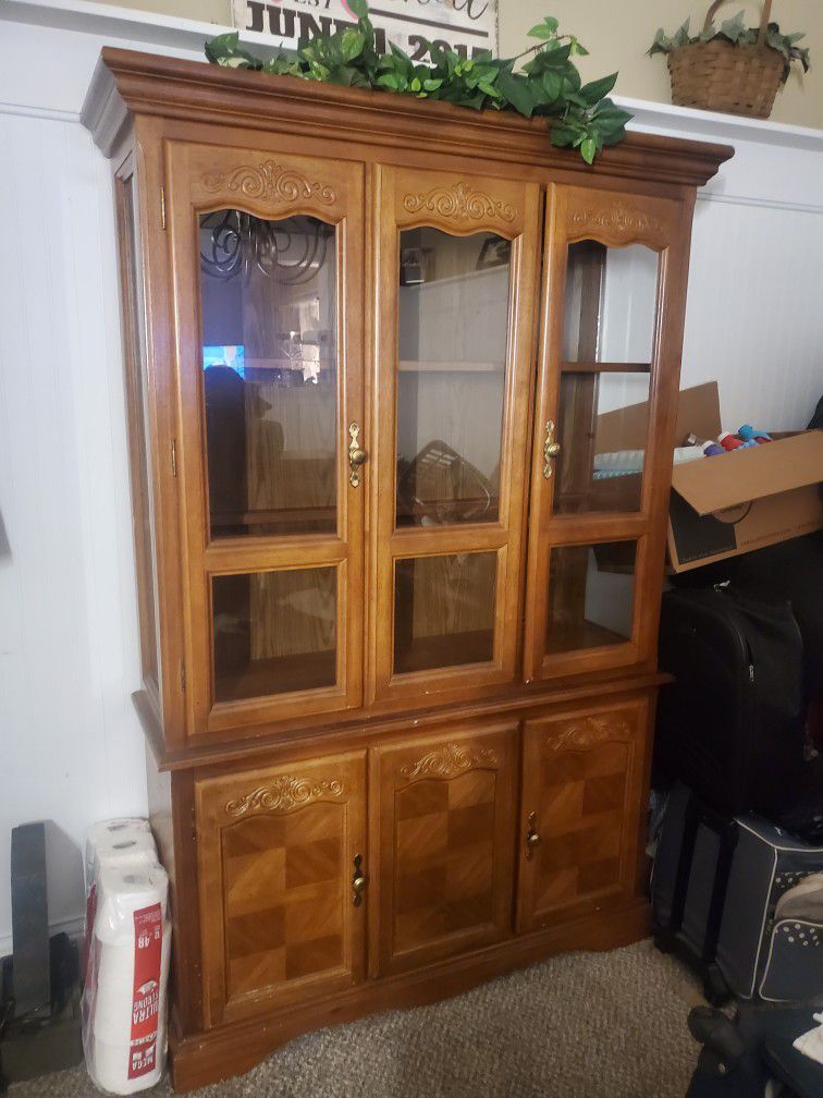 Oak And Glass Cabinet 