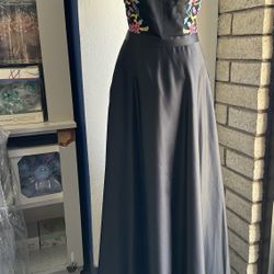 Prom Dress, Formal Gown, Floral, Black, Medium 