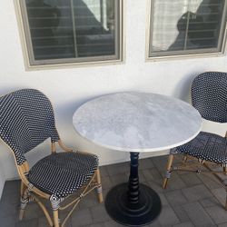 32” Marble Bistro Table with 2 Chairs