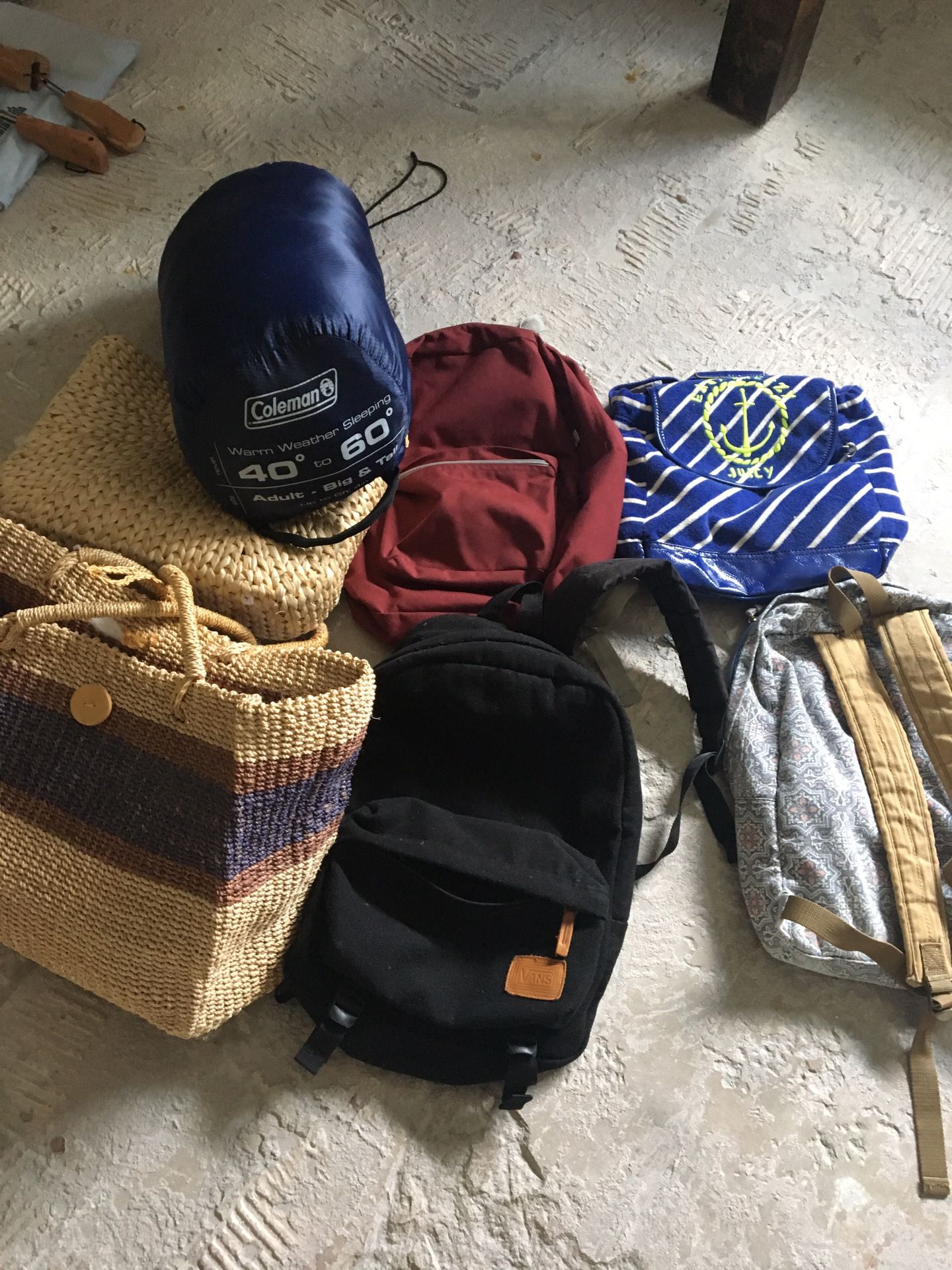 Bookbags and sleeping bag