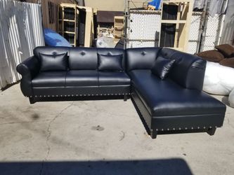 BRAND NEW 9x7ft and 7x9ft sectional CHAISE SOFAS,  BLACK leather. CUSTOM made available
