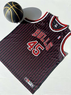 Vintage Very Rare Nike Chicago Bulls Michael Jordan 45 Jersey Black Pinstripe 54