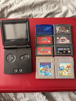 Game Boy Advance SP and games