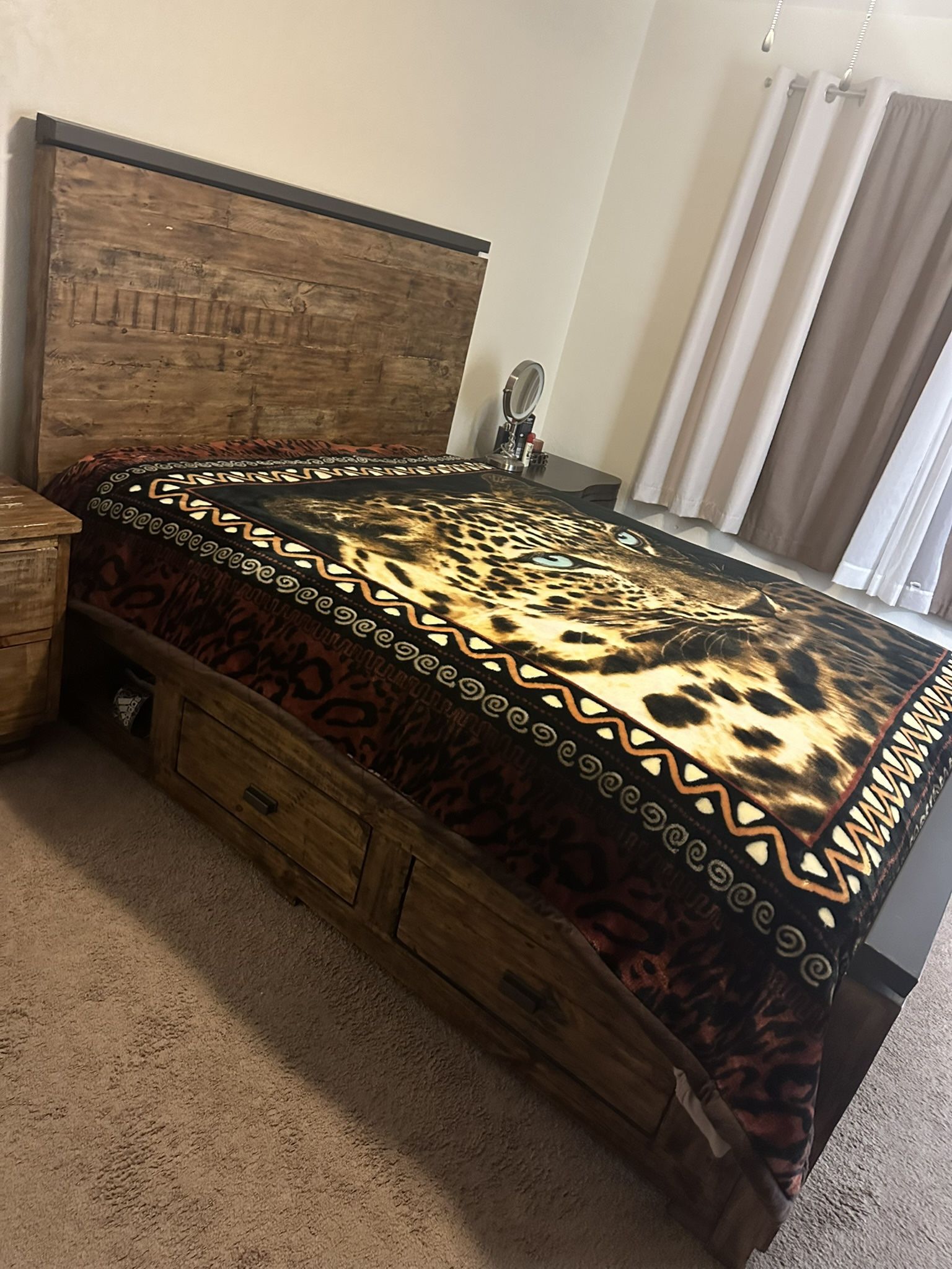 Jeromes Solid Wood Bed With Two Drawers Each Side