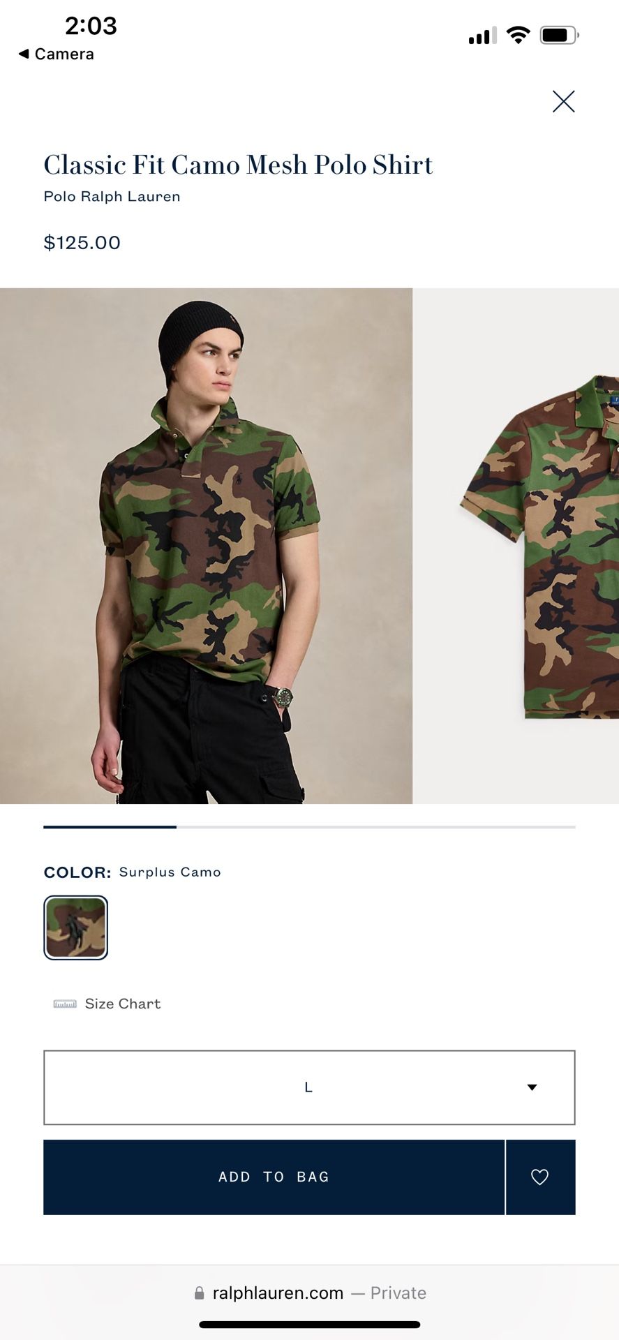 Polo Ralph Lauren Classic Fit Camo Mesh Short Sleeves Shirt