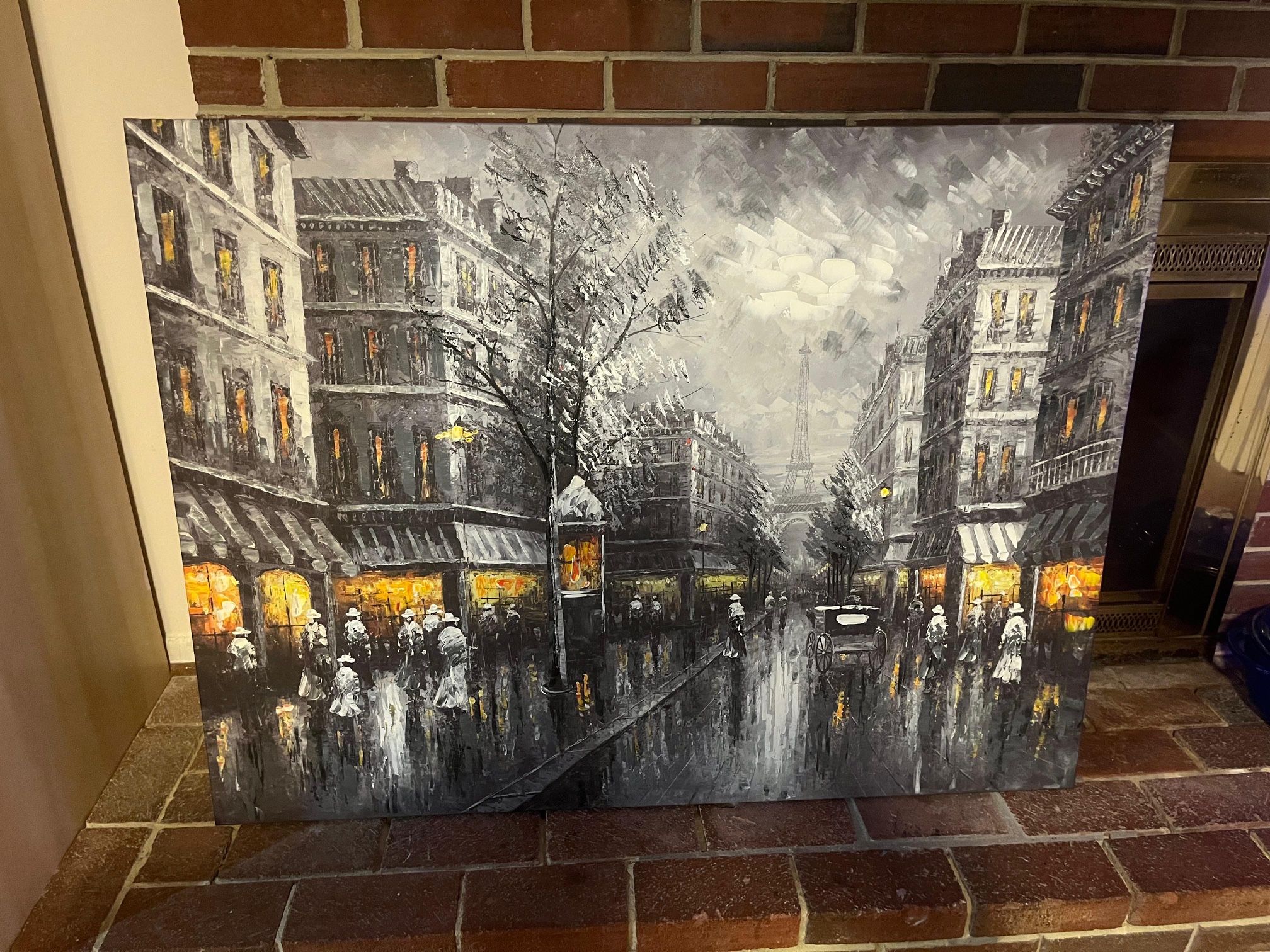 48x36 Grey And Yellow Paris Painting