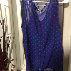blue with pink polkadots tank top shirt
