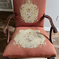 Vintage Victorian Needlepoint Chair 