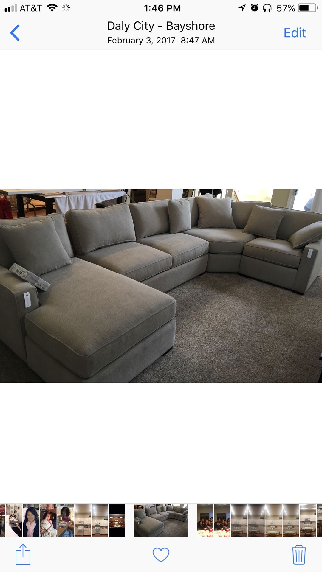 Macy’s Radley 4 piece fabric chaise sectional sofa