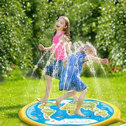 Sprinkler and Splash Mat Kids Sprinkler Toy Outdoor 3-in-1 Sprinkler Children Splash Pad for Boys Girls Outdoor Water Fun