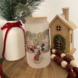 Minnie And Mickey Glass Cup Disney Christmas Gift 