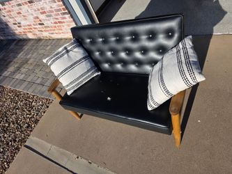 Mid-Century Modern Style Black Leather Sofas (2-Seater & 3-Seater Available)