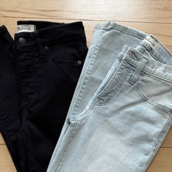 madewell 9" high-rise black/mid-rise blue skinny jeans sz 23 each $9