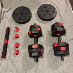 WEIGHT BAR + DUMBBELLS 