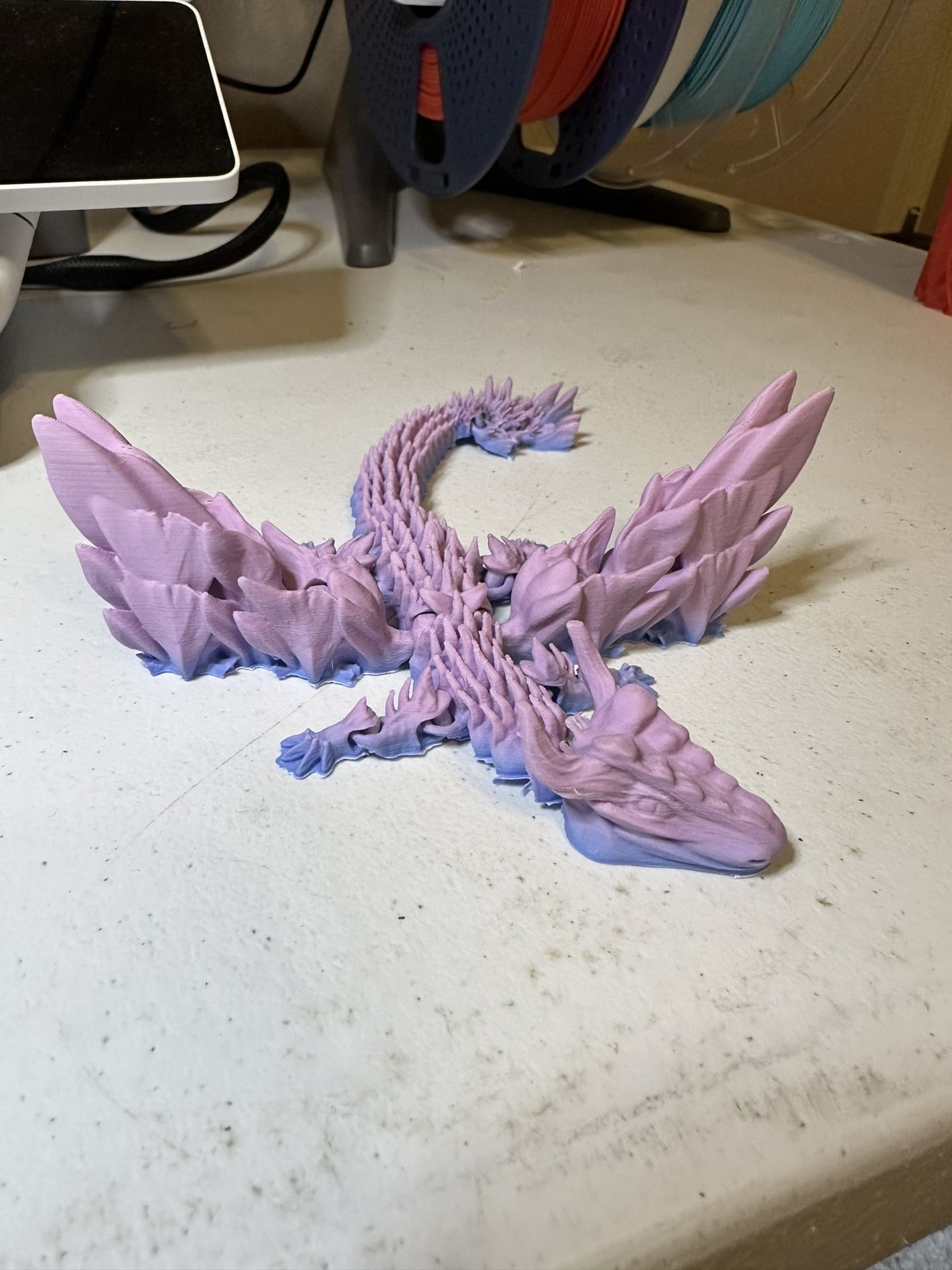 3D Printed Articulated Crystal Dragon Fidget Toy