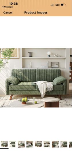64.5" Loveseat Sofa, Chenille Loveseat Couch for Living Room, Green 23.2" Deep Seat Love seat with Padded Arms, Comfy Modern Small Couches for Bedroom