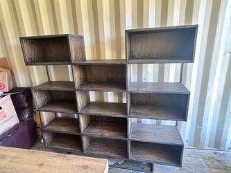Dark Brown Wood Cubby Bookshelf Unit OBO