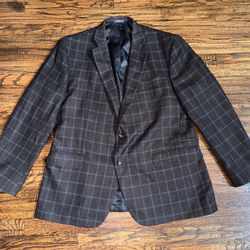 Stafford Classic Fit Navy Blue Plaid Blazer Suit Jacket Sport Coat Size 46R