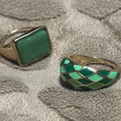 Gold and Green Ring Duo