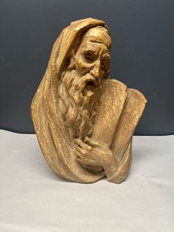 Vintage 1967 Arnold Bergier Moses Ten Commandments Bust Statue Sculpture