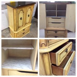 Dresser armoire, vintage with four drawers and shelving in good condition