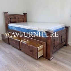 Twin Bed W Drawers And Memory Foam Mattress 