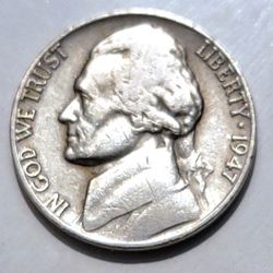 1947 P Jefferson Nickel Coin