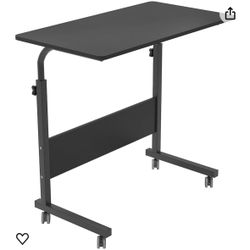 DlandHome Rolling Desk Adjustable Standing Desk, Mobile Side Table 31.4 Inches w/Wheels Adjustable C Table Movable Portable Laptop Computer Stand for 