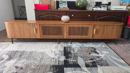 Eos-118.11"Mid-Century Modern Tambour Door TV Stand