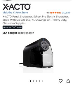 X-ACTO Pencil Sharpener, School Pro Electric Sharpener, Black, With Six Size Dial, XL Shavings Bin - Heavy Duty, Classroom Supplies