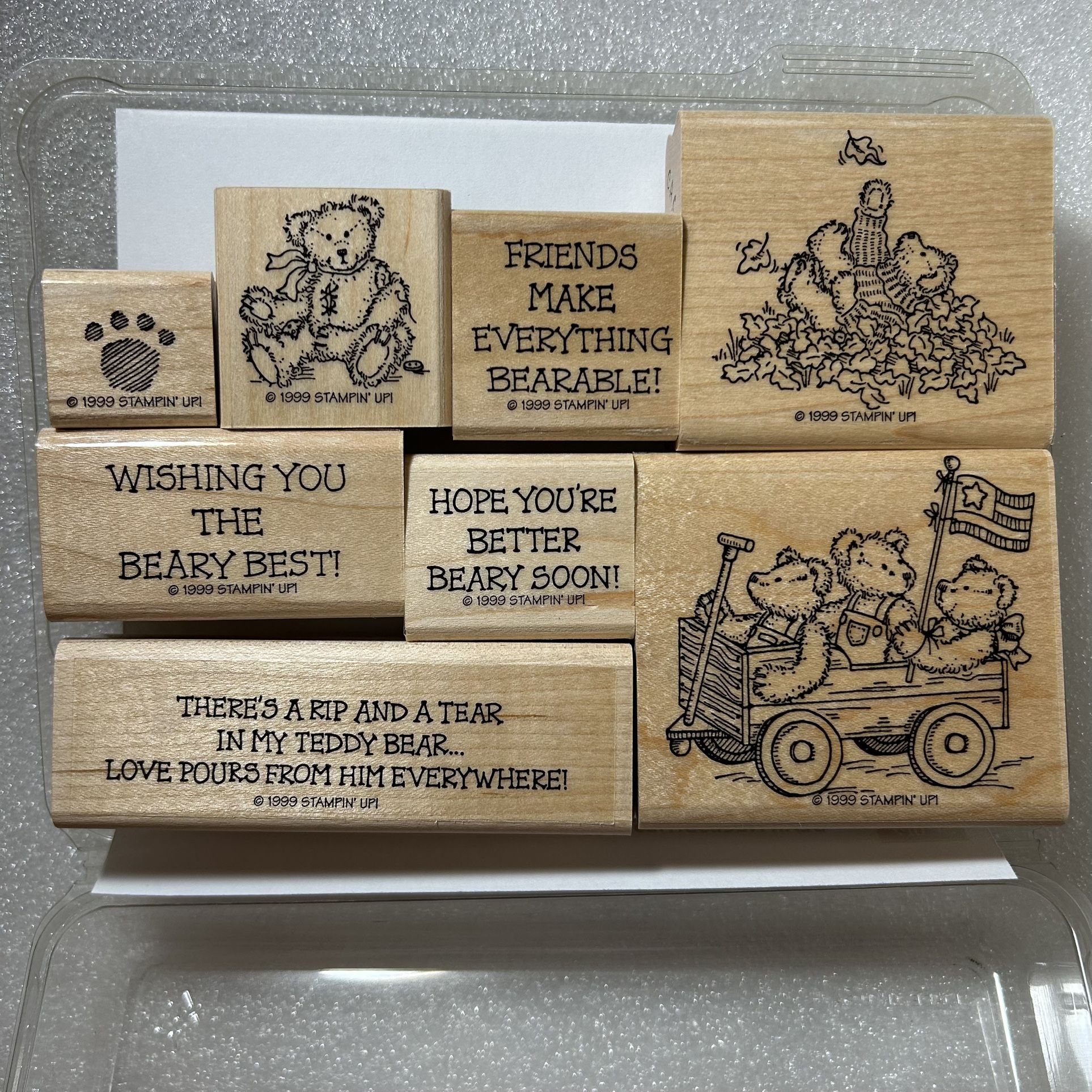 🐻 STAMPIN’UP! • “Bear Necessities” Wood Mounted Rubber Stamp Set (8pcs)