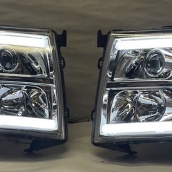 LED DRL Projector Headlights Luces Micas Calaveras Faros 2007 to 2013 Chevrolet Silverado