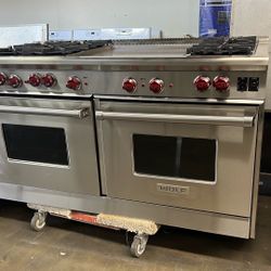 Wolf 60”Wide Gas Range Stove With 24”Griddle In Stainless Steel 