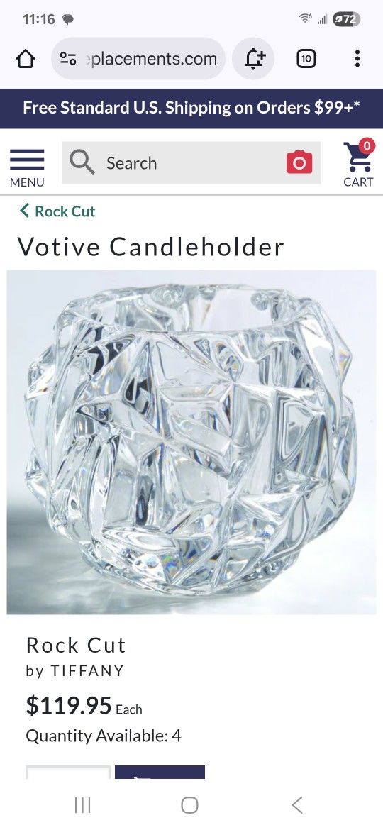 Tiffany Votive Candle Holder Rock Cut