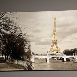 Paris Effiel Tower Print on Canvas 39” x 27.5” Clean