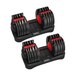 (2 pack) FitRx SmartBell, Quick-Select Adjustable Dumbbell for Home Gym, 5-52.5 lbs. Weight, Black,