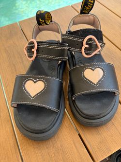 Size 12 Dr. Martens Black Platform Sandals with Heart Detail