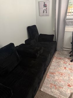 Brand New Black Corduroy Modular Sofa Set