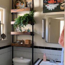 Farmhouse Shelves / Rack with Storage and Outlet 