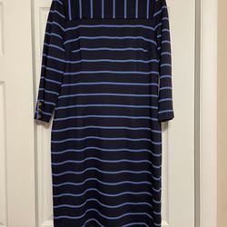 Brand New Talbots Navy & Blue Striped Dress - Size 14P