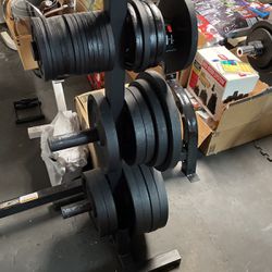 Olympic Free Weights And Other Excellent Condition Free Weight Machines And Bars For Sale