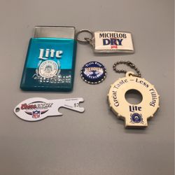 Collectible Beer Chain - Mirror & Bottle Openers Lot Of 5 