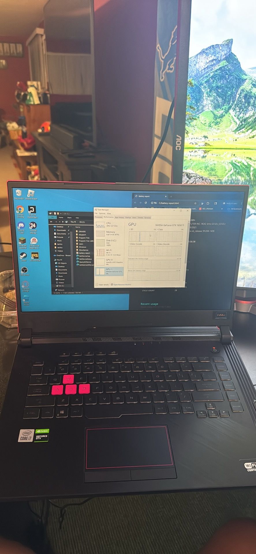 ROG Strix g15 g512 Intel i7 nvidia rtx 1650 Ti