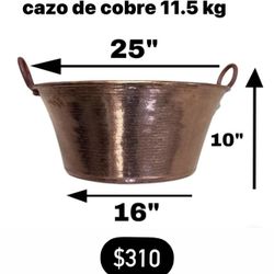 Cazo Grande De Cobre 💯% Mexicano Nuevo En Especial Para Carnitas, Mojaras, Buche Ext 