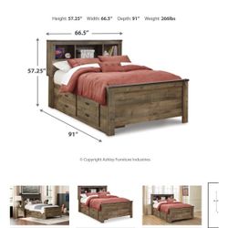 Trinell Full Bookcase Bed with 4 Storage Drawers