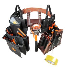 VEVOR Tool Belt Carpenter Construction Tool Pouch 31 Pockets 32"-54" Waist Size