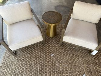 2 Pierce Accent Chair Natural With End Table And (Your choice) Rug.