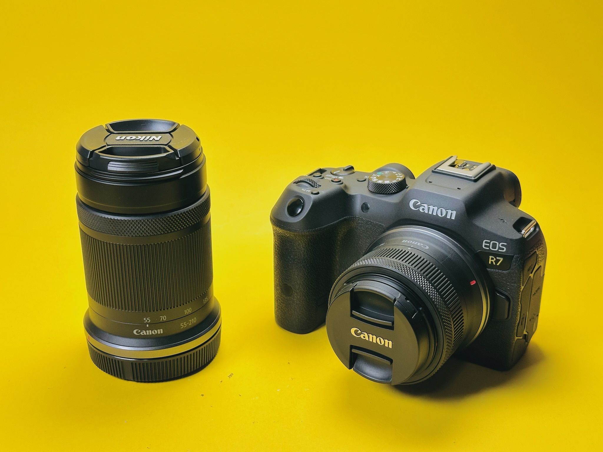 Canon EOS R7 Mirrorless Camera w/ RF-S 18-45mm, Canon RF-S55-210mm