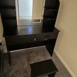 Black Vanity with Stool
